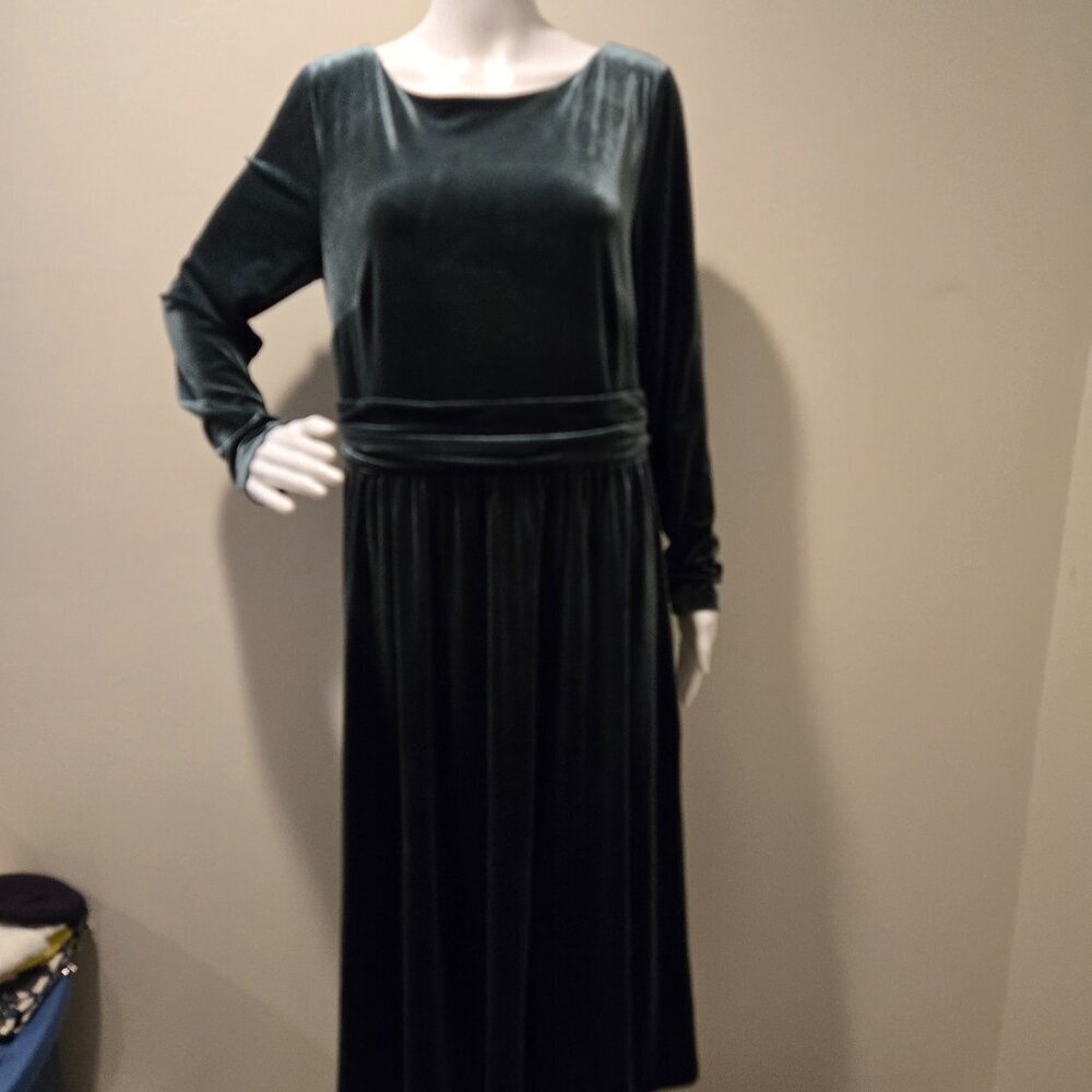 NWT Boden Abigail Velvet Long Sleeved Dress Dark Green 10